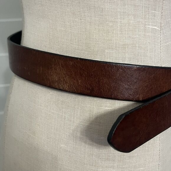 Merona Brown Leather Belt Size M, Genuine leather with acrylic tortoise buckle - Picture 5 of 5